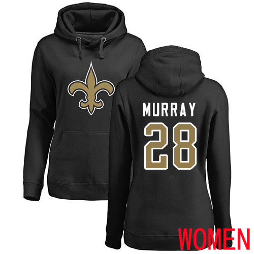 New Orleans Saints Black Women Latavius Murray Name and Number Logo NFL Football #28 Pullover Hoodie Sweatshirts->nfl t-shirts->Sports Accessory